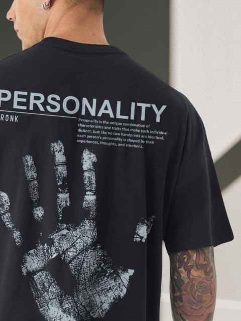 PRONK Men Graphic Printed Round Neck Cotton Oversized T-shirt - Image 5