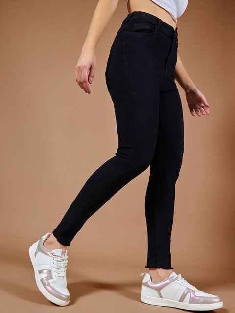 Roadster Women Skinny Fringed Detailing High Rise Stretchable Denim Jeans