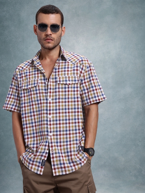 The Roadster Life Co. Men Checked Pure Cotton Relaxed Fit Shirt