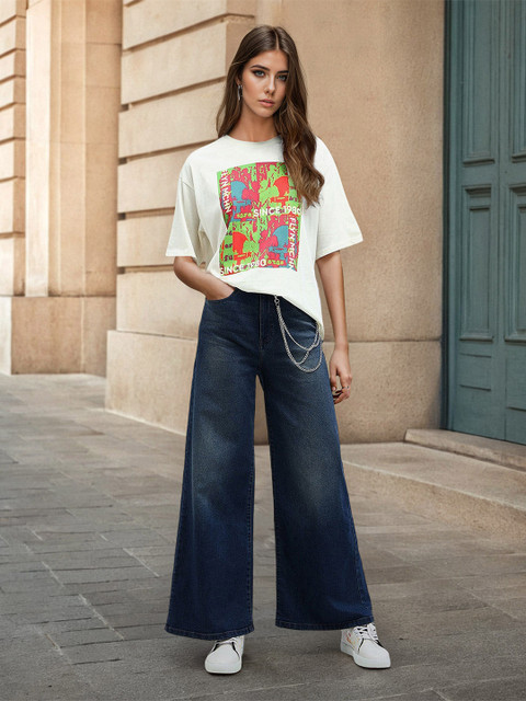 Flying Machine K-Street X High Rise Ultra Wideleg Jeans