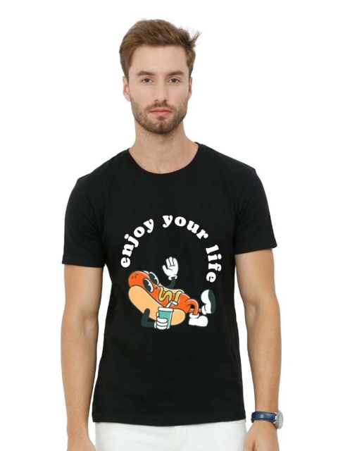 ECOLINE Clothing Men Bio Finish Graphic Printed Round Neck Cotton T-shirt