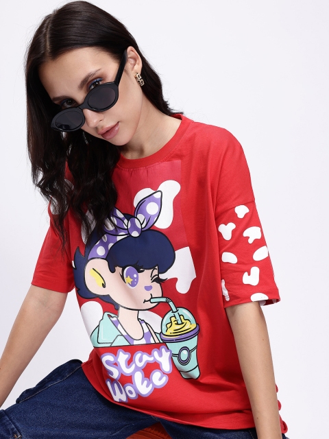 Kook N Keech Graphic Printed Drop-Shoulder Sleeves Pure Cotton T-shirt