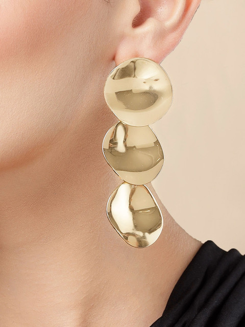 Bohey by KARATCART Gold Plated Classic Round Shaped Drop Earrings