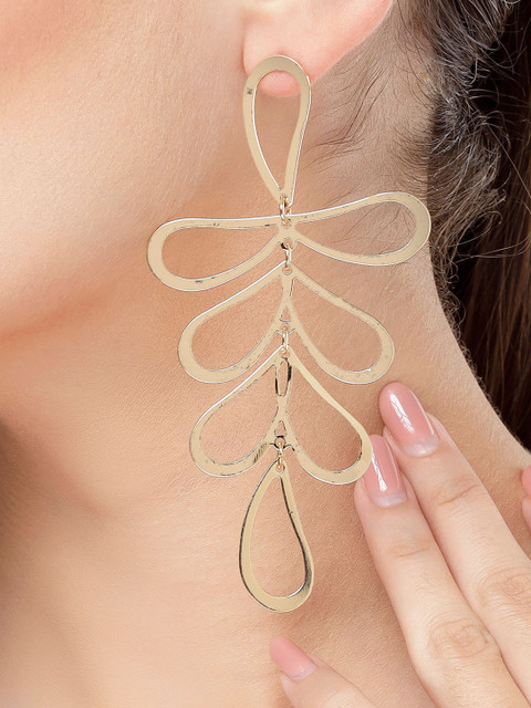 Bohey by KARATCART Gold-Plated Contemporary Drop Earrings