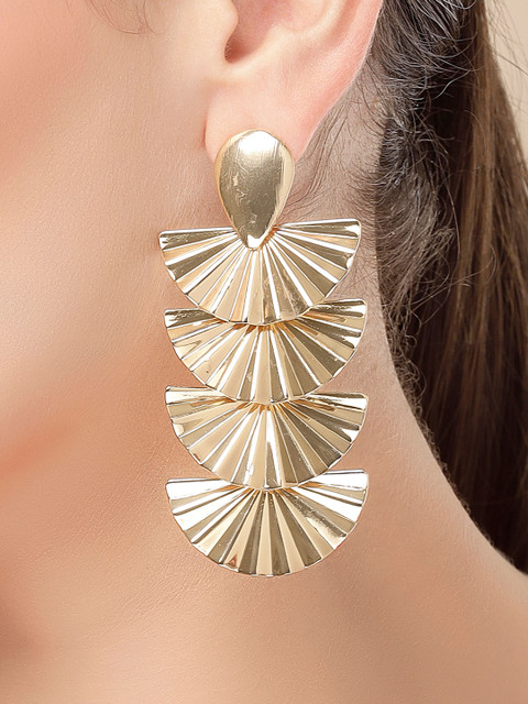 Bohey by KARATCART Gold-Plated Contemporary Drop Earrings