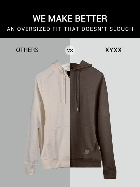XYXX Men Oversized Solid Brown IntelliSmooth Pulse Hoodies - Image 7