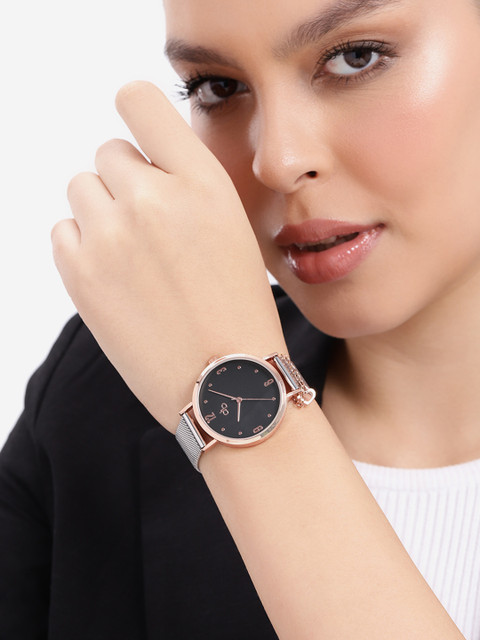 DressBerry Women Stainless Steel Dial & Bracelet Straps Analogue Watch UT-A8631-BLK-DB