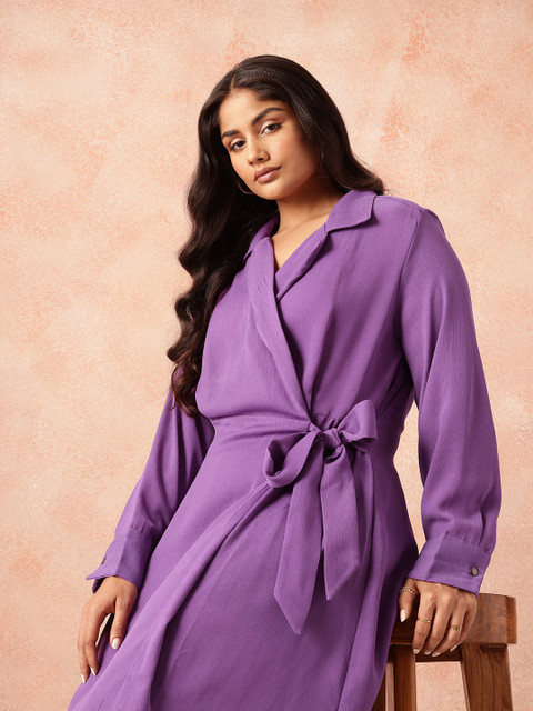 all about you Plus Size Wrap Tie-Up Midi Dress