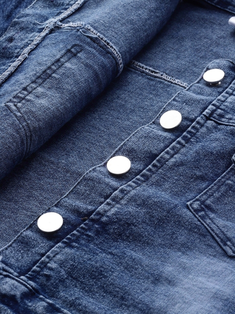 Aarika Washed Beads Studded Cropped Denim Jacket - Image 8