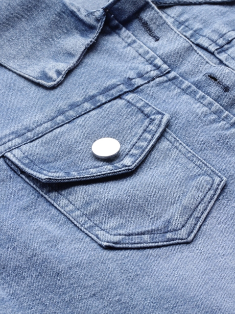 Aarika Washed Cropped Denim Jacket with Bow Detail - Image 6