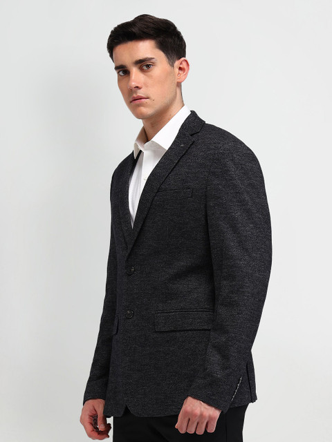 Arrow Self Design Grey Long Sleeves Single Breasted Formal Blazers - Image 4
