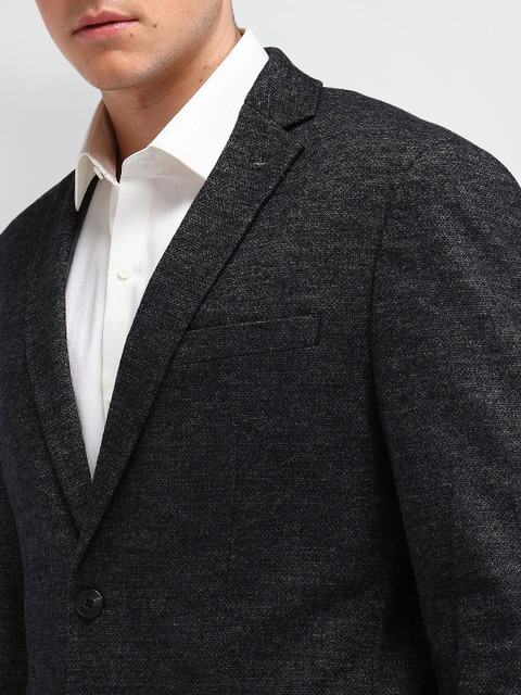Arrow Self Design Grey Long Sleeves Single Breasted Formal Blazers - Image 3