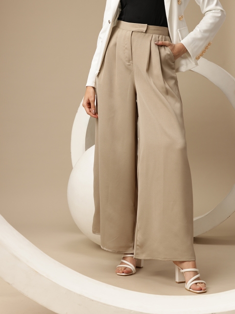 Chemistry Women Flared Pleated Trousers