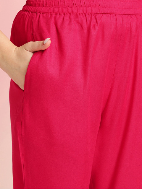 GoSriKi Thread Work Anarkali Kurta With Trouser & Dupatta - Image 7