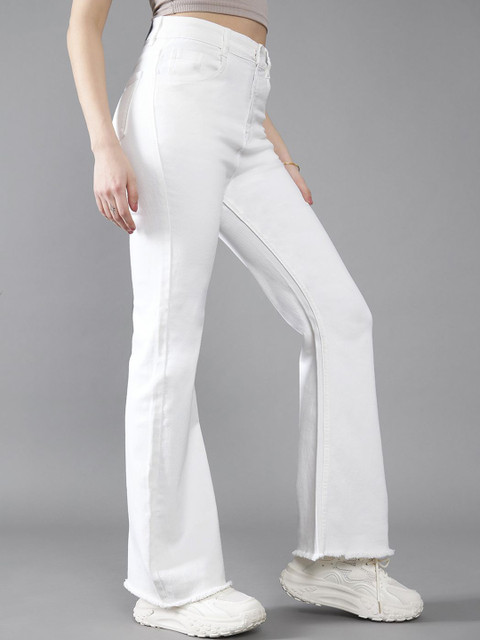 DOLCE CRUDO Women Bootcut High Rise Clean Look Stretchable Denim Jeans