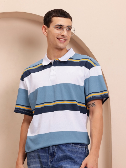 Mast & Harbour Men Striped Relaxed Fit T-shirt