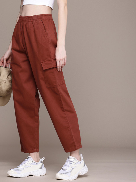 Roadster Women Relaxed Pure Cotton Cargo Trousers