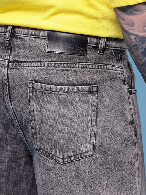 HERE&NOW Men Pure Cotton Graphic Printed Relaxed Fit Denim Shorts - Image 7