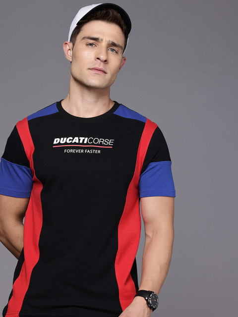 Ducati Brand Logo Colourblocked Pure Cotton T-shirt