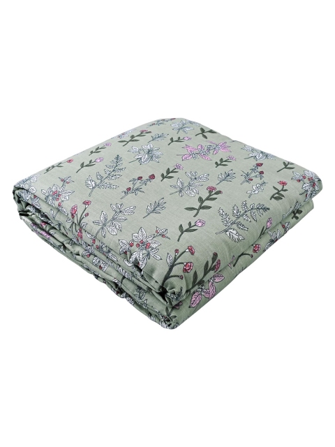 Trance Home Linen Green & Red Floral Cotton 150 GSM Reversible Double Bed Dohar - Image 4