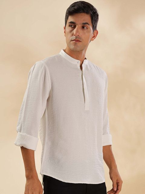 HERE&NOW Mandarin Collar Straight Short Kurta - Image 4