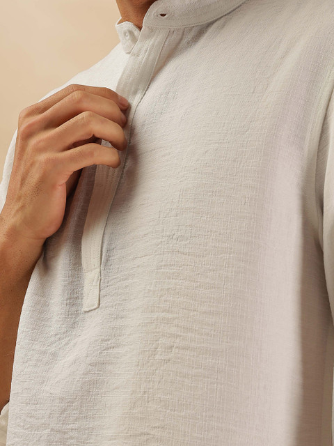HERE&NOW Mandarin Collar Straight Short Kurta - Image 3