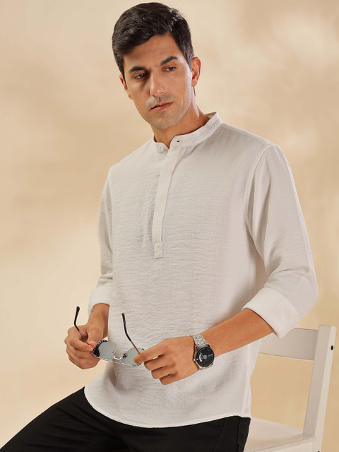 HERE&NOW Mandarin Collar Straight Short Kurta - Image 7