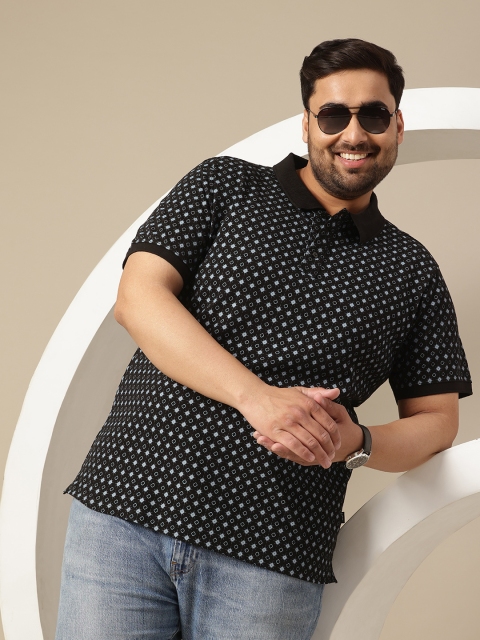 Sztori Plus Size Printed Polo Collar Pure Cotton T-shirt