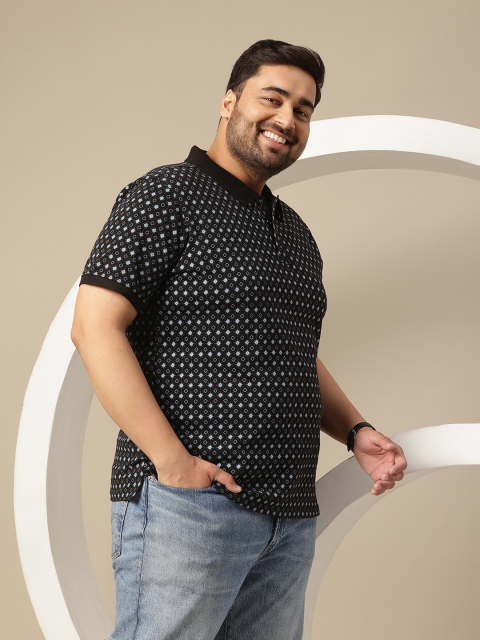 Sztori Plus Size Printed Polo Collar Pure Cotton T-shirt - Image 4
