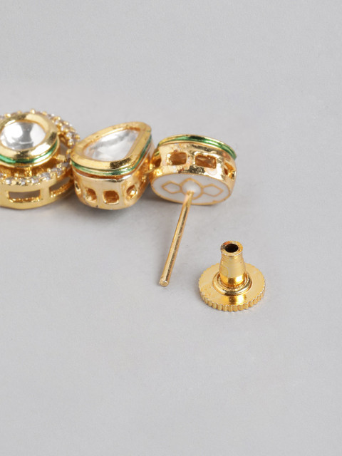 Anouk Gold Plated Kundan Studded Contemporary Drop Earrings - Image 4