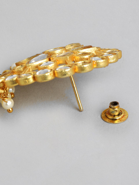 Anouk Gold Plated Artificial Stones and Beads Dome Shaped Jhumkas - Image 5