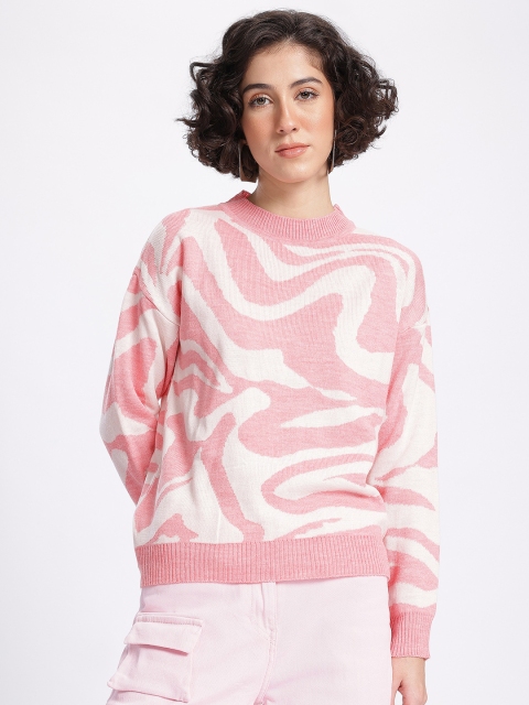 glitchez Self-Design Acrylic Drop-Shoulder Pullover