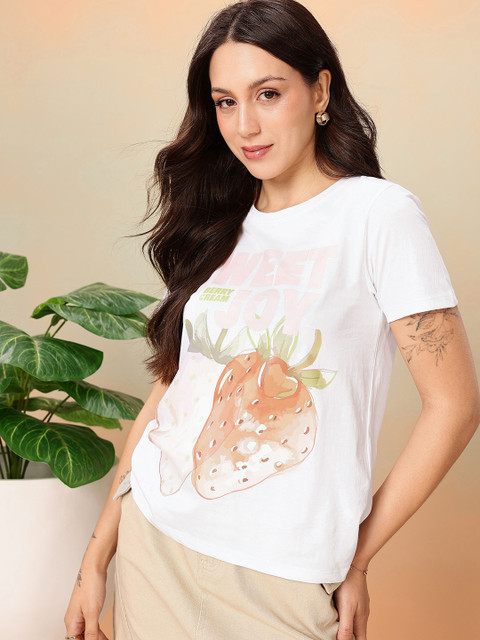 Mast & Harbour Graphic Printed Pure Cotton T-shirt