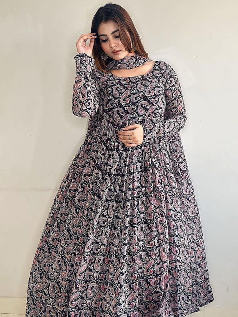 Tulip Eden Women Paisley Printed Gotta Patti Georgette Anarkali Kurta - Image 5