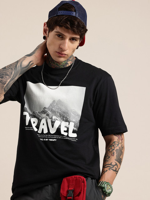 HERE&NOW Relaxed Fit Graphic Printed Pure Cotton T-shirt