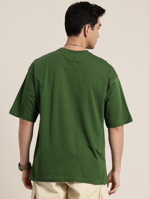 HERE&NOW Printed Drop-Shoulder Sleeves Oversized Pure Cotton T-shirt - Image 4