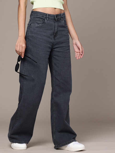 The Roadster Life Co. Women Wide Leg High-Rise Stretchable Jeans