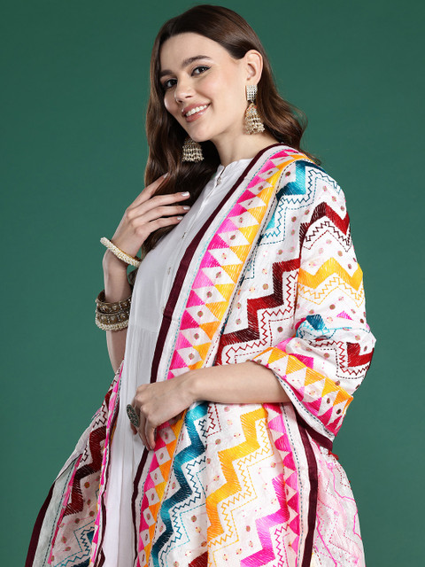 Sangria Embroidered Dupatta with Sequinned Detail