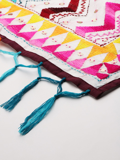 Sangria Embroidered Dupatta with Sequinned Detail - Image 5