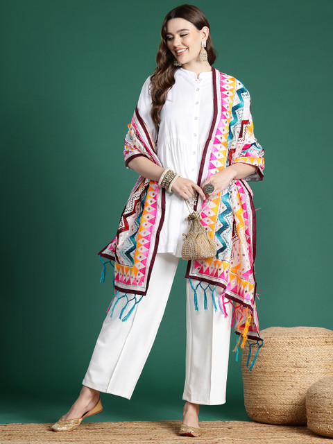 Sangria Embroidered Dupatta with Sequinned Detail - Image 3