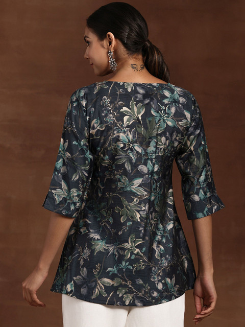 Libas Floral Yoke Design Sequinned Sequinned Kurti - Image 5