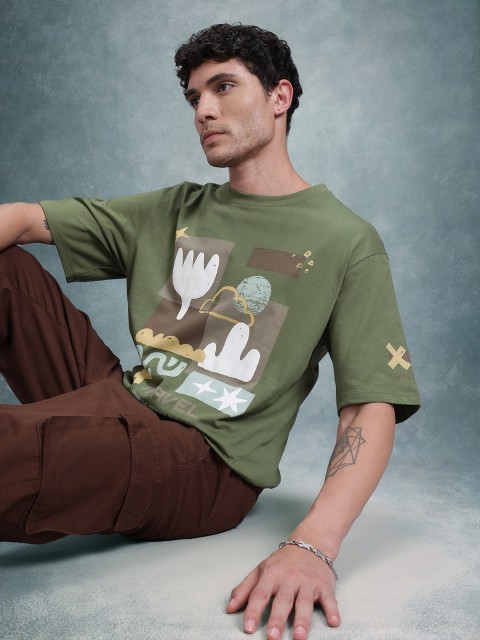 The Roadster Life Co. Printed Pure Cotton Relaxed Fit T-shirt