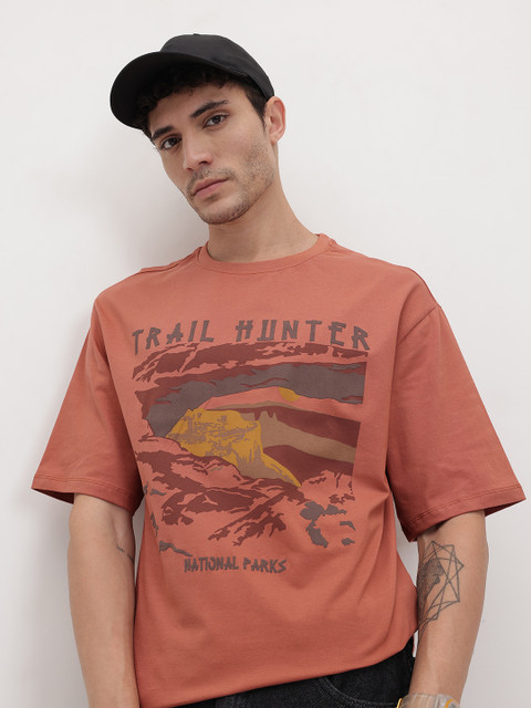 The Roadster Life Co. Printed Pure Cotton Relaxed Fit T-shirt