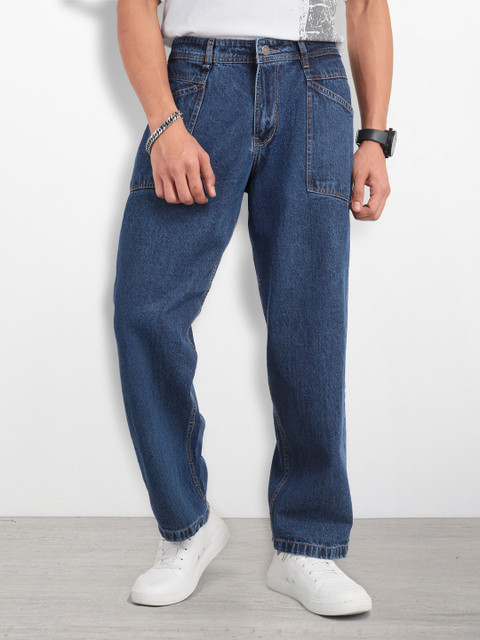 The Roadster Life Co. Men Skater Fit Mid-Rise Light Fade Pure Cotton Jeans