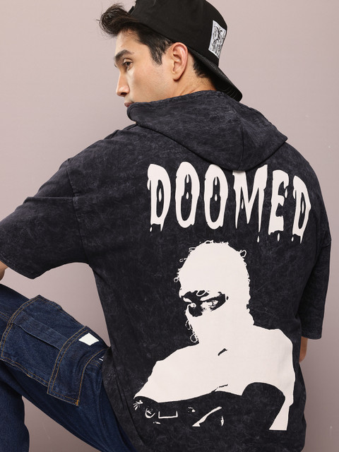 Kook N Keech Graphic Printed Hooded Oversized T-shirt