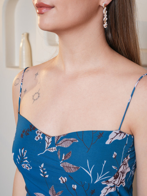 PURVAJA Women Floral Printed Layered Georgette Fit & Flare Midi Dress - Image 7