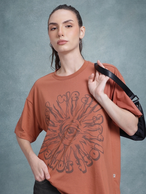 The Roadster Life Co. Women Printed Oversized T-shirt