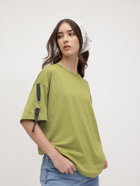 The Roadster Life Co. Women Drop-Shoulder Sleeves Oversized T-shirt