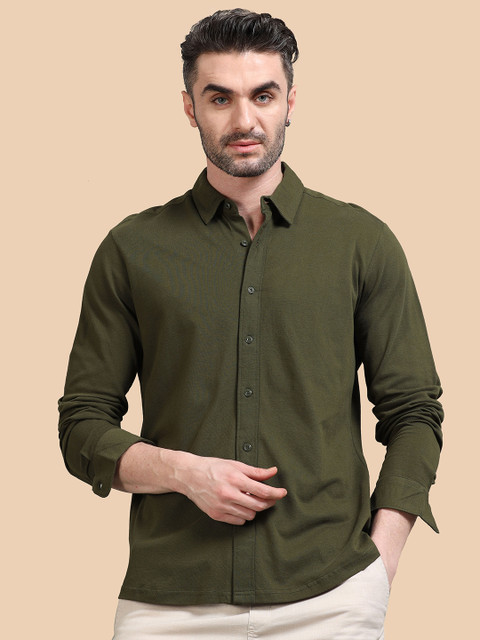 StitchX Men Solid Long Sleeve Knitted Shirt