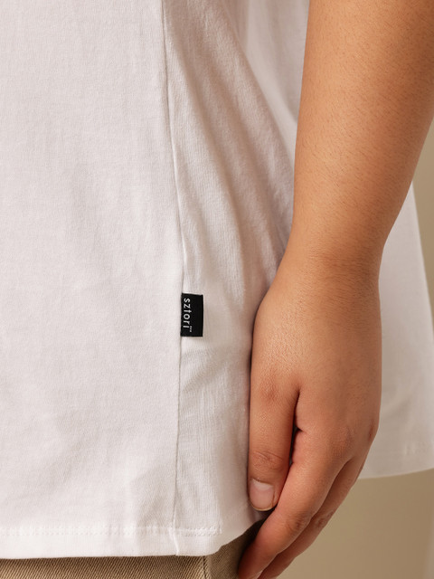 Sztori Plus Size Printed Drop-Shoulder Sleeves Pure Cotton Oversized T-shirt - Image 8